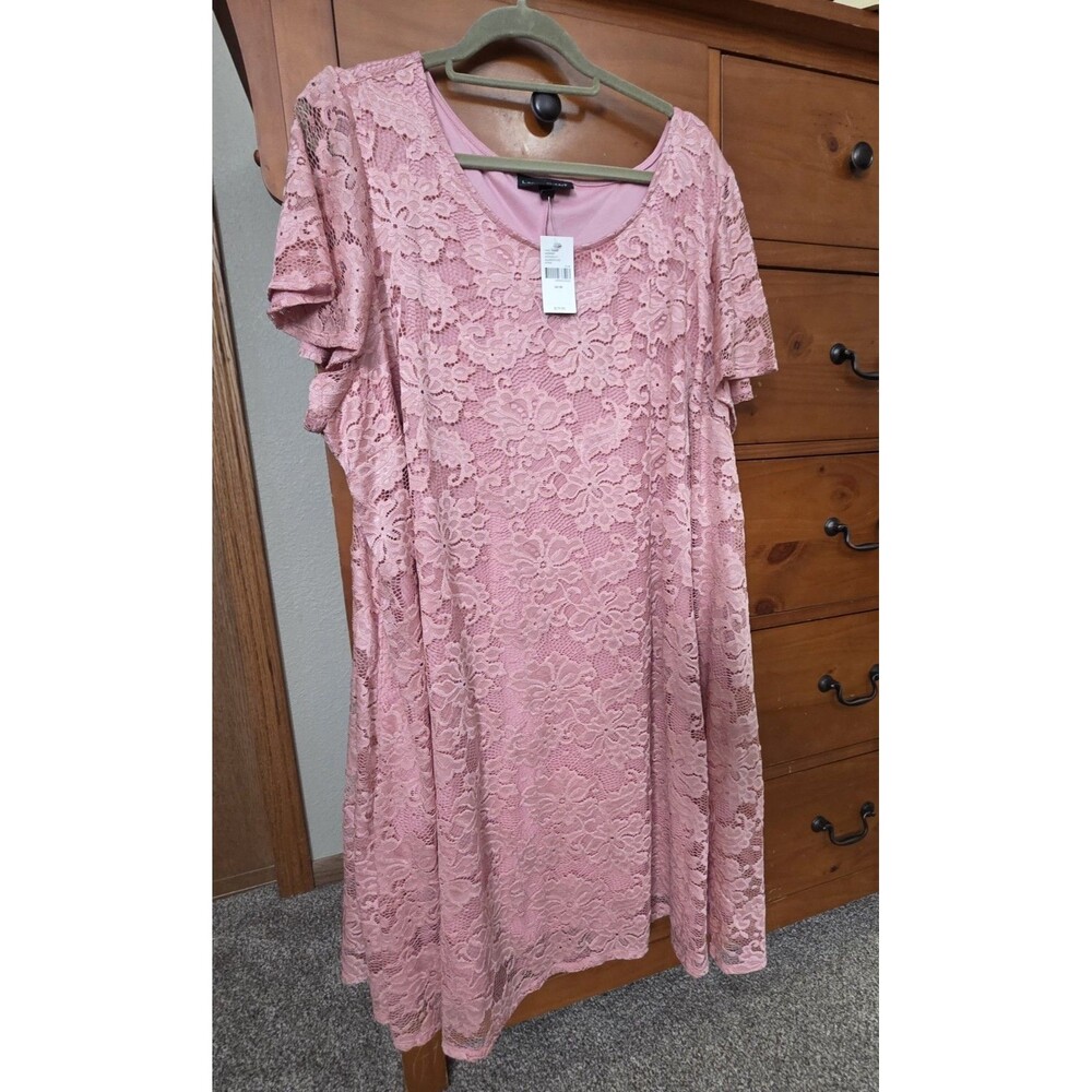 NWT Lane Bryant Lace Dress Short Sleeve Pink Size 26/28 Pastel Dressy Wedding